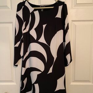 Black and White Midi Dress- Boho- 60s